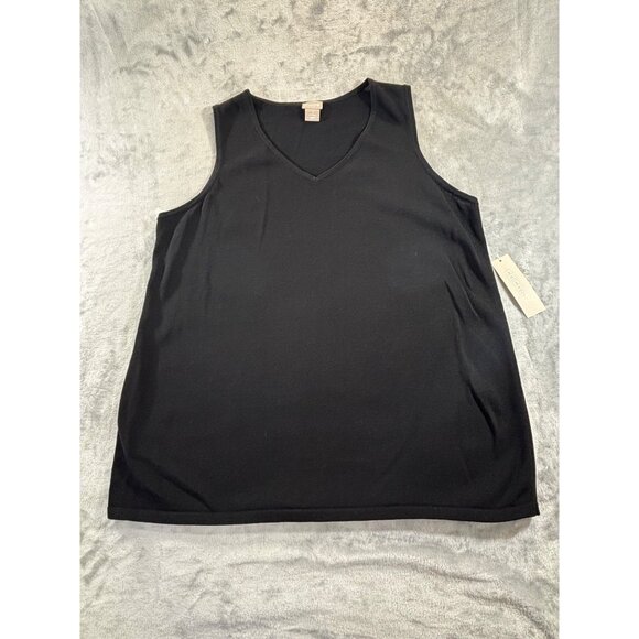 Chico's Tank Top Women's Large Black V-Neck Knit Blouse NWT - Picture 1 of 8